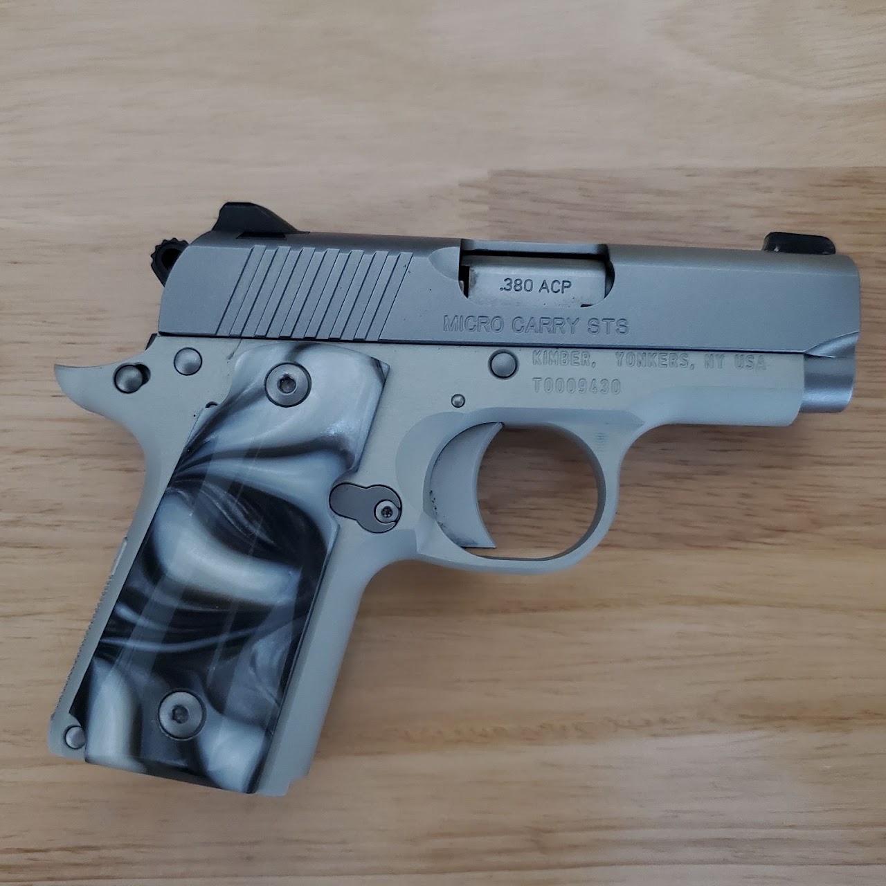 Grip Replacement & Fitting — Kimber Micro fitted with pearl grips
